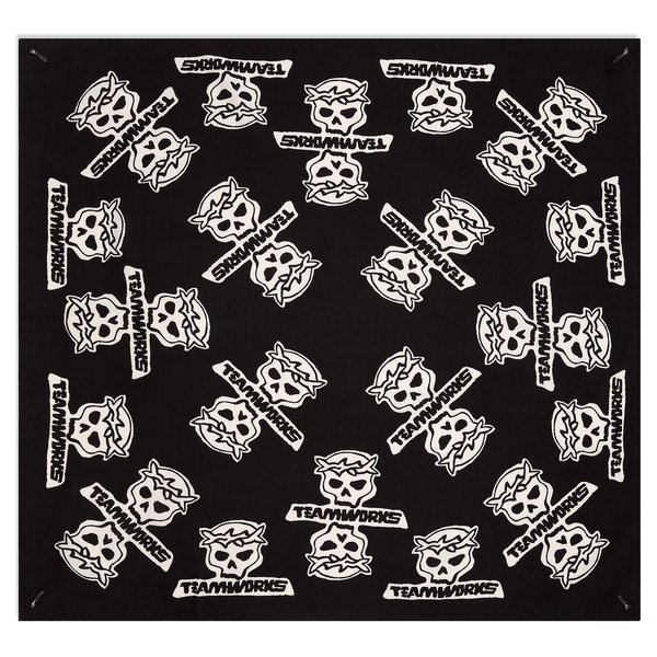 City Skull Bandana by TEAMWORKS, double-sided cotton bandana with Four-Corner Keyhole System