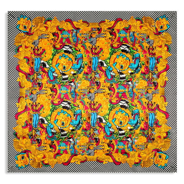 Eat Slime Silk Scarf by TEAMWORKS, 36x36 mulberry silk scarf designed in New York City